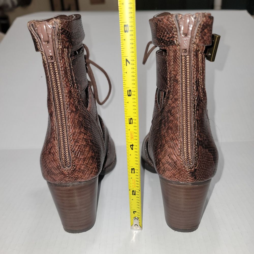 Women's Coconuts by Matisse Getty Western Snake Embossed Cutout Lace Up Boots 6 - Picture 4 of 7